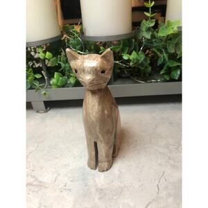 Vintage Hand Carved Stone Cat Marbled stone 4.75”